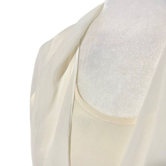 All Saints Draped Silk Top White Abi Sz Small 2 Layered Wrap Effect - Picture 13 of 15